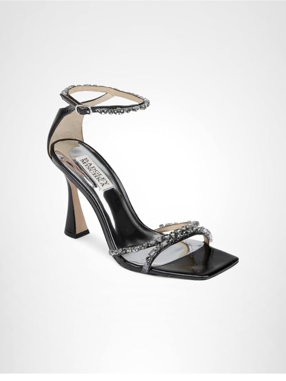 Badgley Mischka Black Embellished Ankle-Strap Sandal size 10